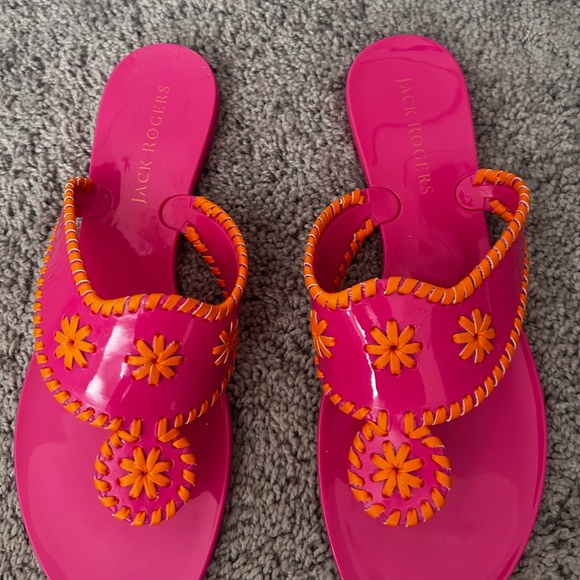 Jack Rogers Jacks Jelly Whipstitch Slip On Thong Sandals - Fuchsia size 11 - Picture 3 of 5